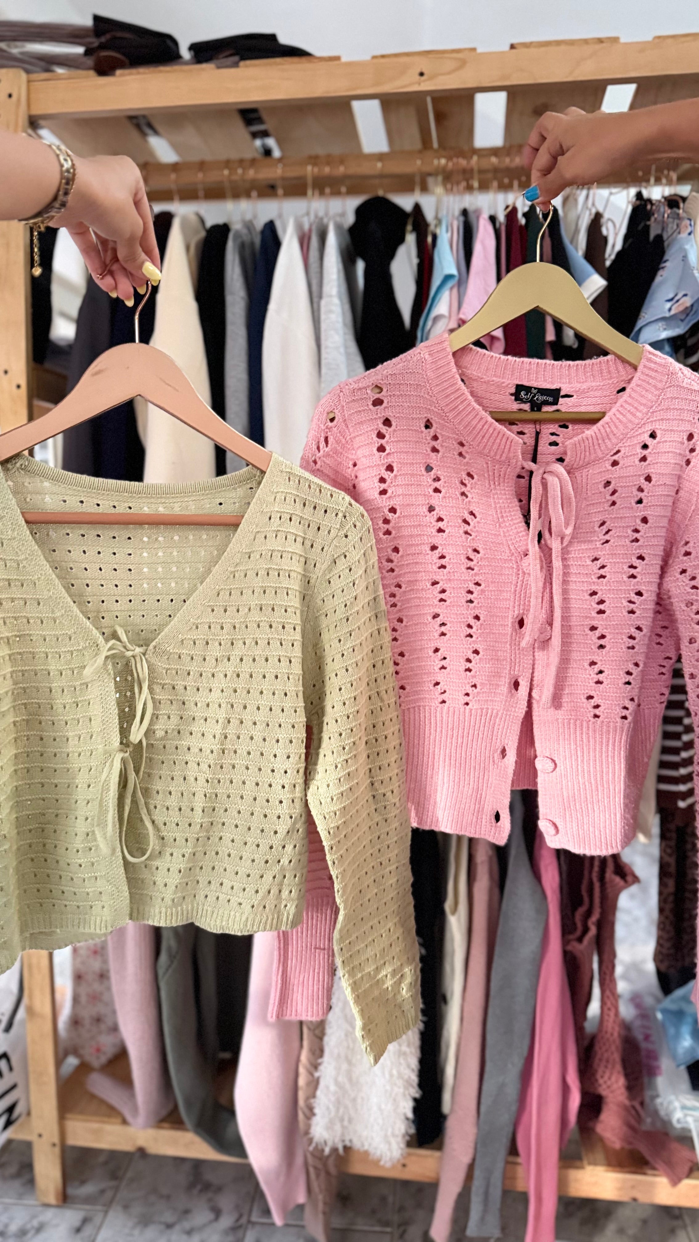 Cardigan bow baby pink🎀